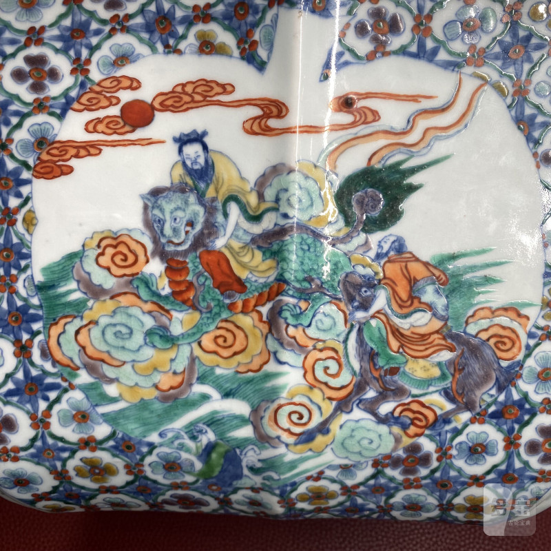 清康熙 斗彩神仙人物图六方花盆 - 图26